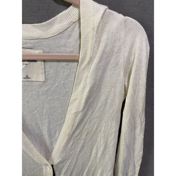 Abercrombie Sweater Girls XL White Logo Button Cardigan Sweater Kids. - Picture 2 of 9